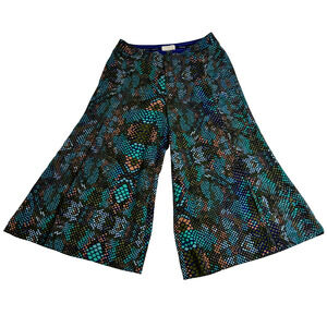 Anthropologie Pants Womens 4 The Essential Culotte Brown Teal Snakeskin Wide Leg